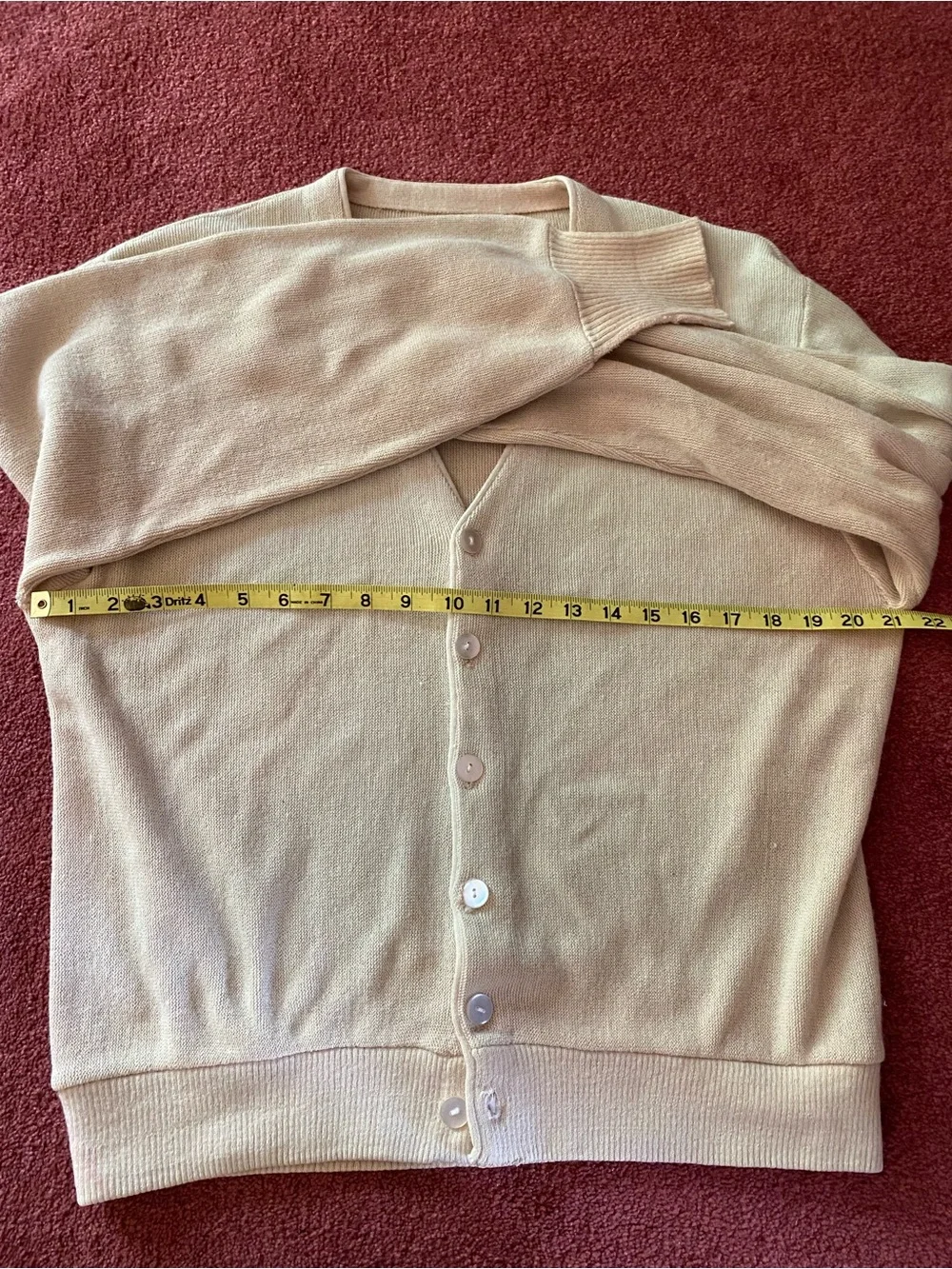 Vintage Light Yellow V-Neck Button Front Cardigan Sweater Medium - Picture 3 of 6